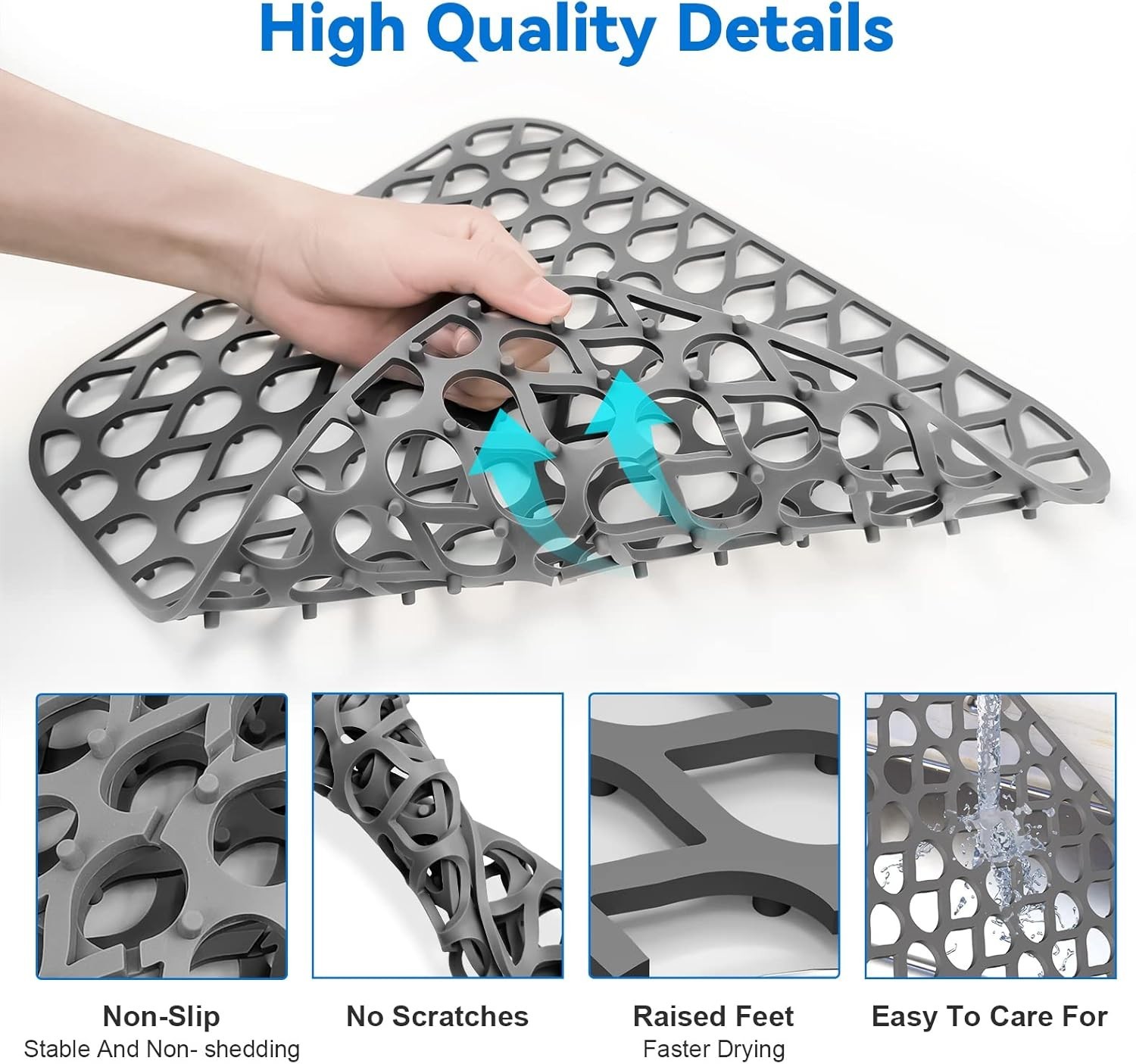 TOOVEM 14''x12'' Silicone Mat Kitchen Sink Protectors Non-Slip Folding 2-pack