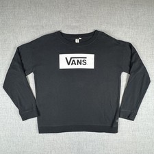 Vans Sweatshirt Mens XL Black Box Logo Crewneck Pullover Fleece Skateboarding