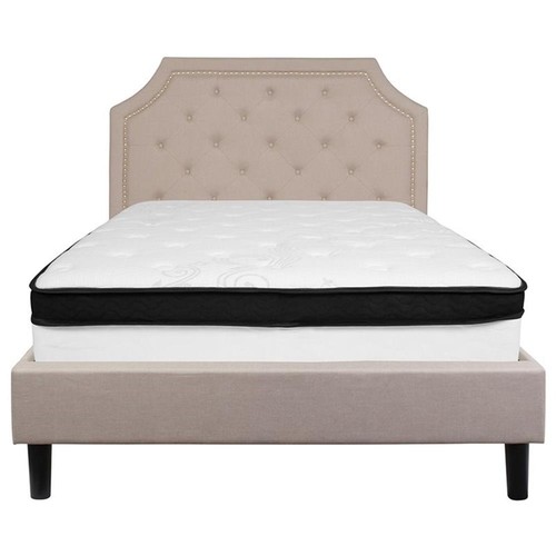 Flash Furniture Brighton Tufted Full Platform Bed in Beige - Picture 2 of 3
