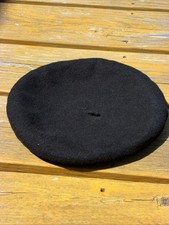 VINTAGE Wool Black Beret Hat BOINAS ELOSEGUI TOLOSA Spain 100 Lana