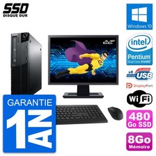 PC Lenovo M81 SFF Ecran 22" Intel G630 RAM 8Go SSD 480Go Windows 10 Wifi