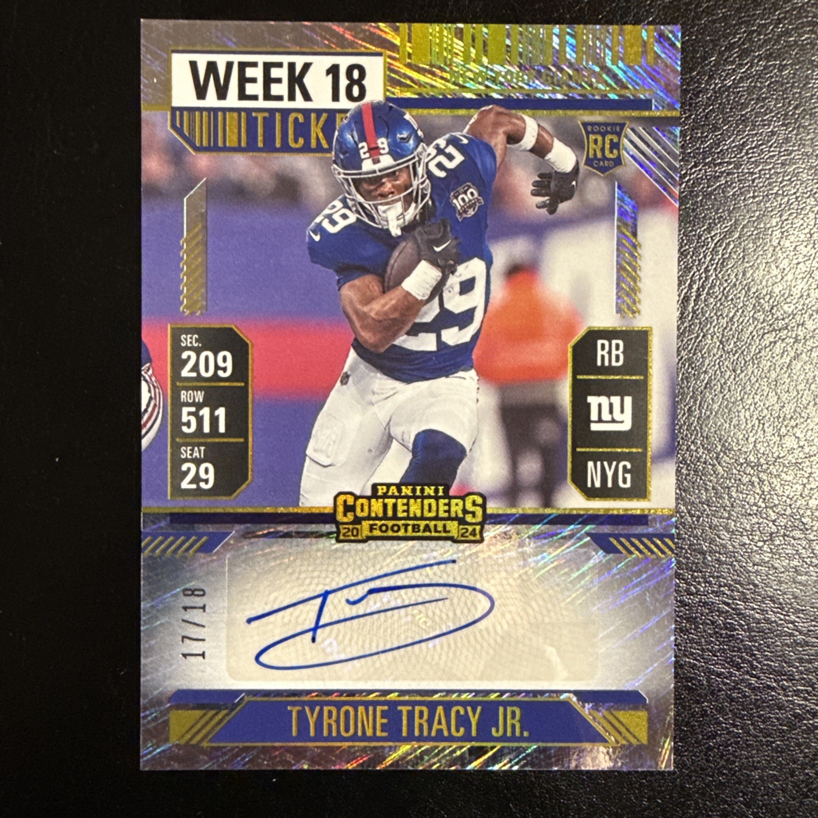 2024 Contenders Week 18 Ticket Tyrone Tracy Jr ROOKIE Auto 17/18 AF