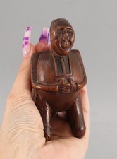 Antique 19thC Folk Art Carved Wood Praying Kneeling Monk Snuff Box Carving, NR