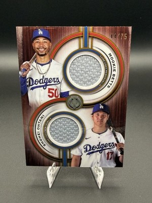 2025 Topps Tribute Dual-Player Dual Relics Shohei Ohtani, Mookie Betts Gold /75 