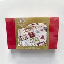 30 Assorted Hand Crafted Christmas Cards and Seals Box Set New Sealed Holiday