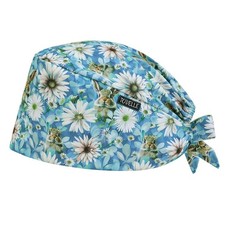 Bunny Floral Double-Sided Printed Scrub Caps for Men and Women with Buttons, ...