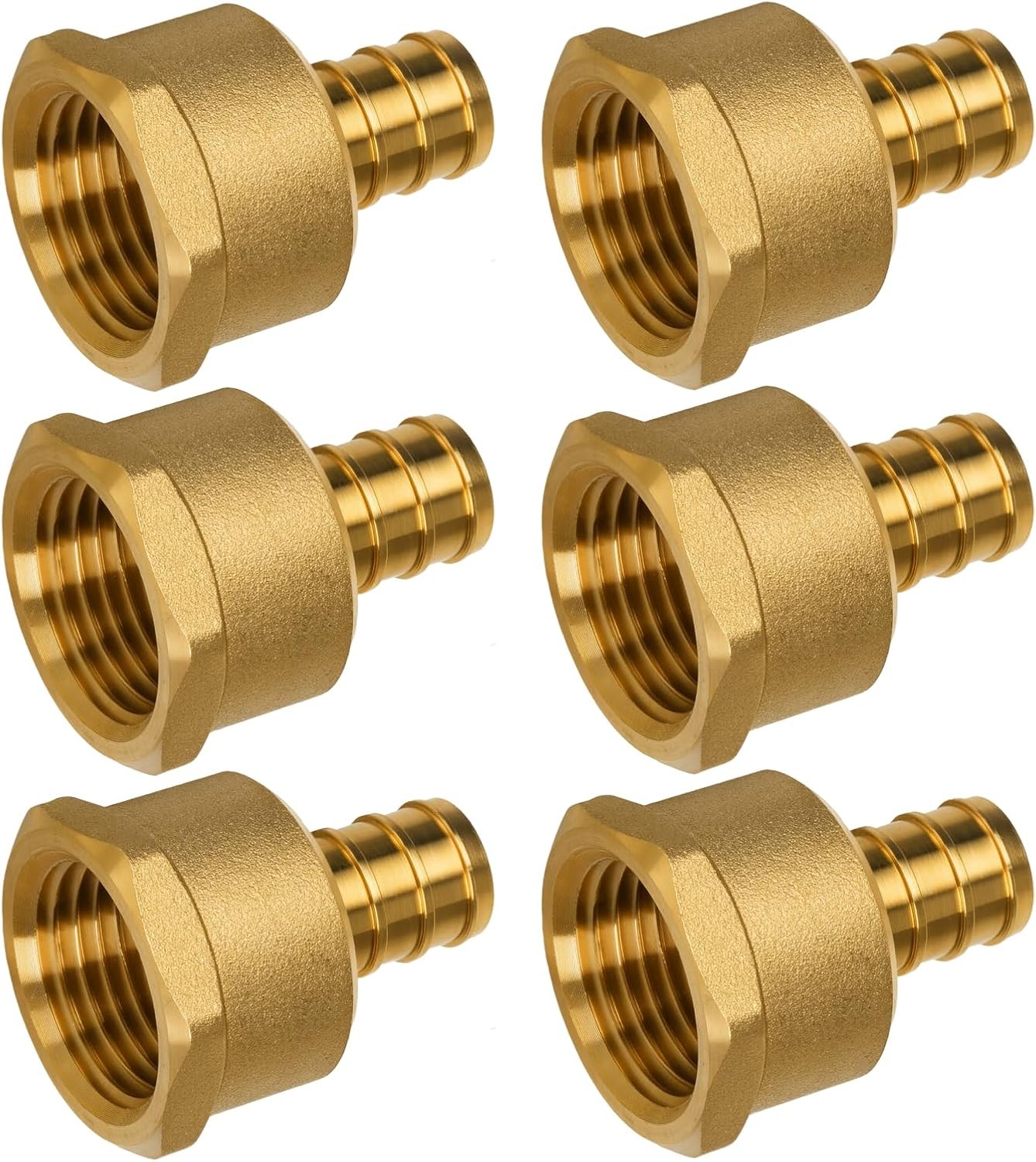 1/2" Female NPT to 1/2" PEX Male Adapter Brass Crimp Fitting NSF UPC 6-Pack