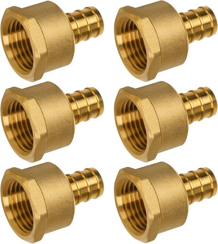 1/2" Female NPT to 1/2" PEX Male Adapter Brass Crimp Fitting NSF UPC 6-Pack