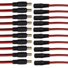 10Pairs DC Power Cable 12V 5A Plugs Male and Female Jack 10pairs, Black