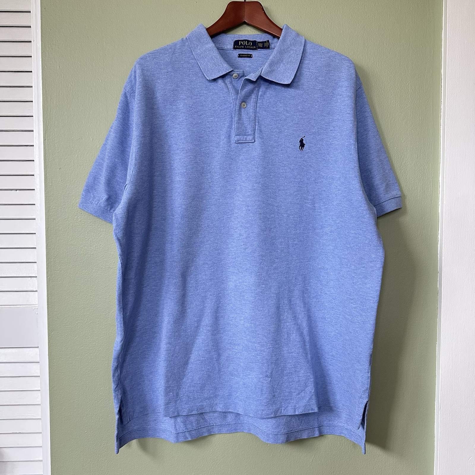 Polo Ralph Lauren 100% cotone camicia blu ricamato blu navy pony uomo XXL