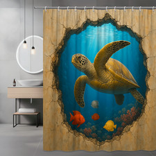 Colorful Ocean Turtle Shower Curtain - Waterproof Fabric Home Decor