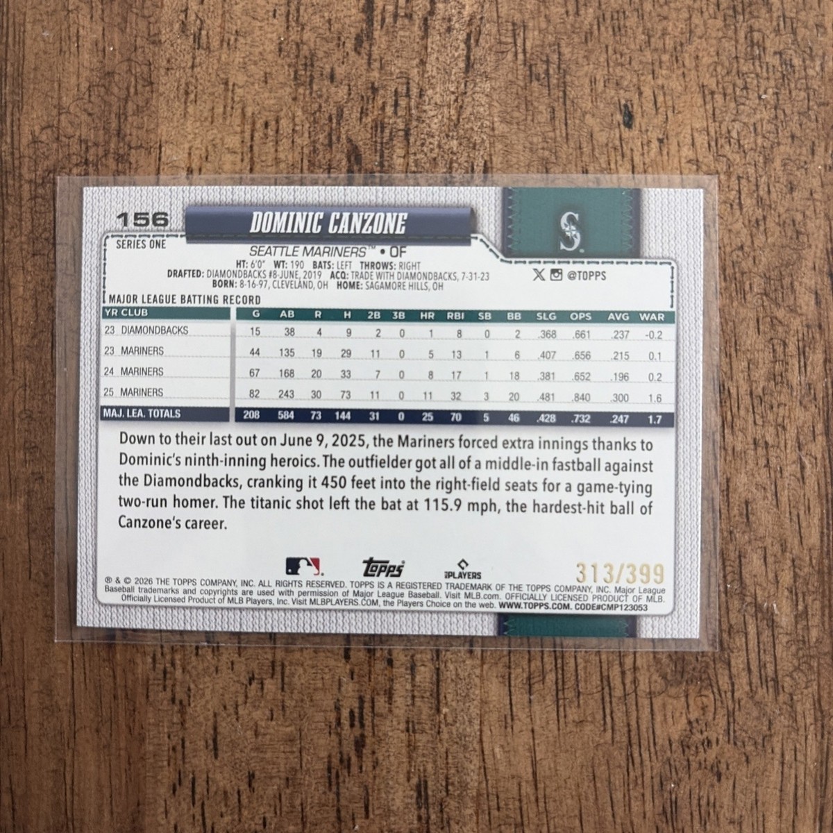 洋楽 CCG 2026 Topps Series 1 - Dominic Canzone #156 Yellow Holofoil /399 | eBay