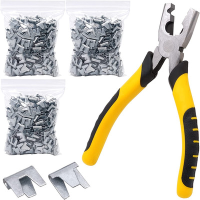900Pcs Rabbit Chicken Wire Cage Clips with Fence Pliers Hog Rings Snap-Ring Plie