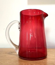 Antique - victorian late 18th cent cranberry glass pitcher large creamer beauty!
