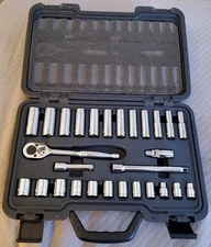 THORSEN ~ 28 PIECE SOCKET SET ~ CHROME VANDIUM 3/8" RACHET ~ 8 mm Through 19 mm