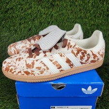 Adidas Samba LT Womens Cow Print Real Fur Sneakers White Brown Gum Bottom JS3931