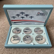 WW2 RAF Royal Air Force Bomber Silver-Plated Coin Collection of 6
