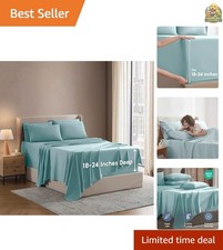 Extra Deep Queen Sheet Set - 6 Piece Breathable Cooling Sheets - Hotel Luxu...