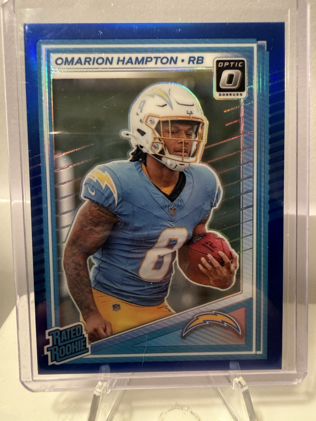 2025 Panini Donruss Optic - Rated Rookie Omarion Hampton #212 Blue Prizm /249