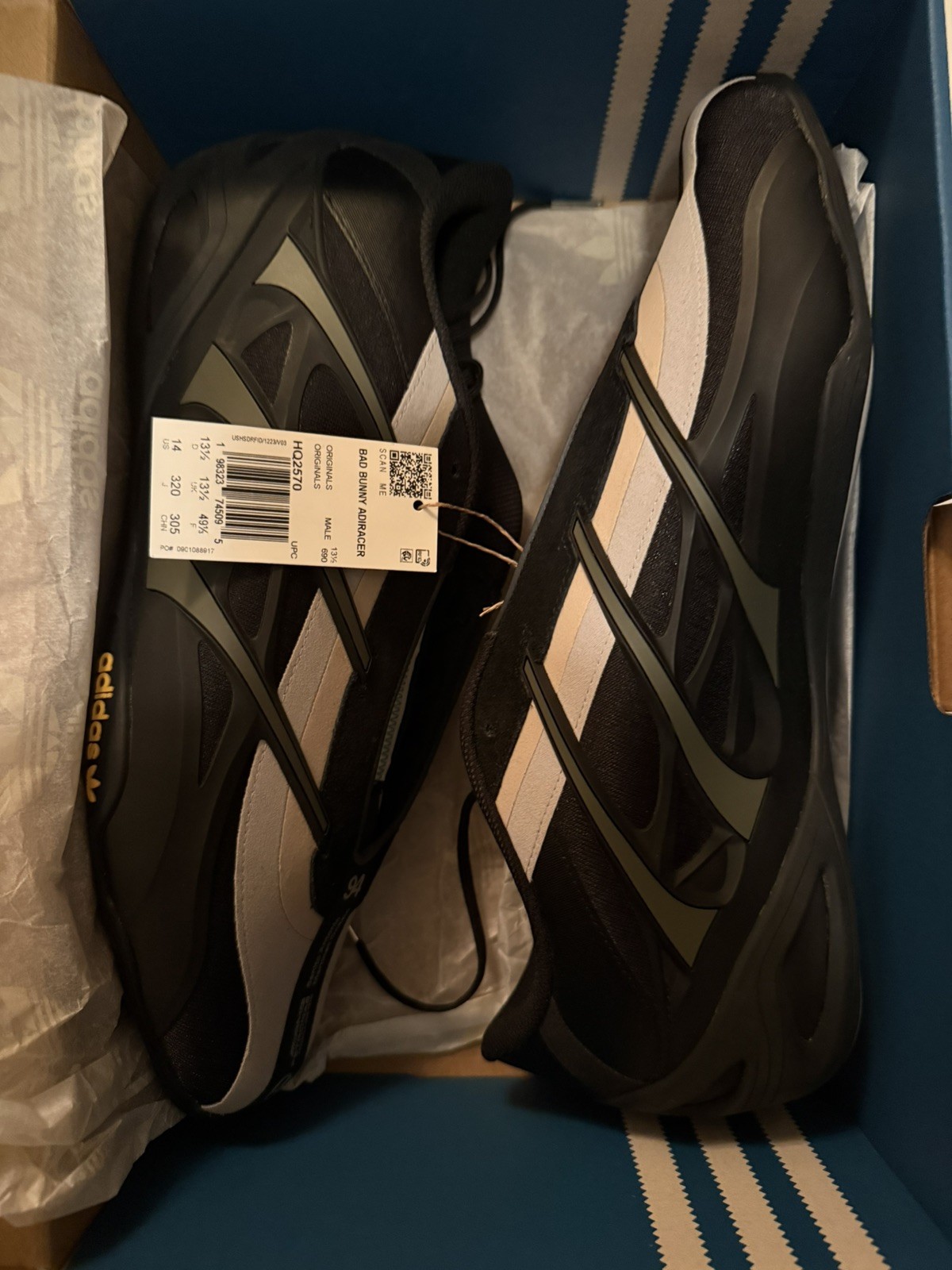 Bad Bunny x Mercedes F1 Adidas Adiracer GT Negro Plata HQ2570 Hombres Talla 14