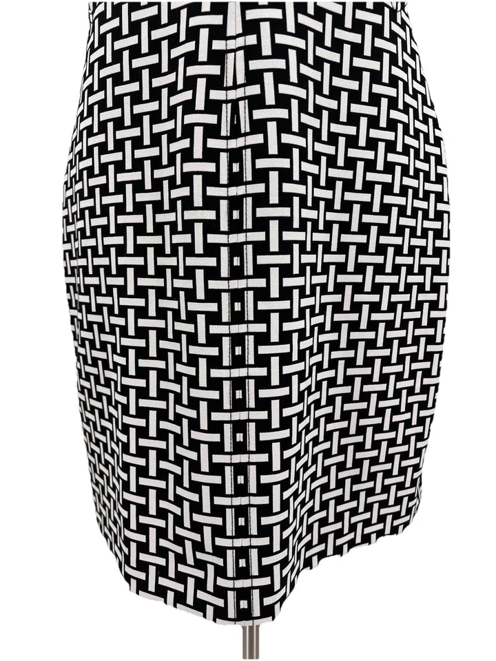 Vestido de cóctel Diane von Furstenberg blanco y negro funda geométrica talla 12 $398 Foto 4 de 4