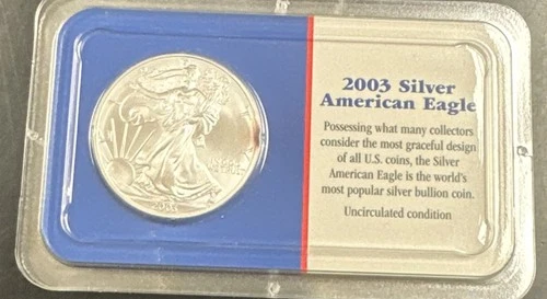 2003 1 oz American Silver Eagle $1 Dollar Coin In Littleton Case