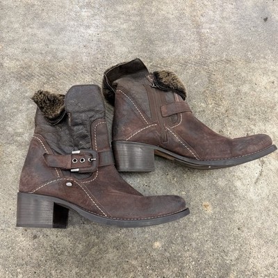 Vero Cuoio Brown Suede Leather Ankle boots Womens Sz 41 (10 US) Italy