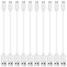 10 PCS 12Inch Micro USB Cables Short Cord Charging Data Transfer White
