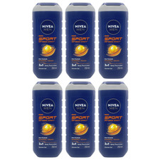 NIVEA MEN Sport 3-in-1 Shower Gel  250ml - Body, Face & Hair - Pack of 6 7.59 per litre