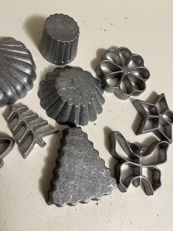 Vintage Butterfly Shell Tree Iron Cookie Mold Set of 9 Cast Aluminum Pastry - Image 3 of 4