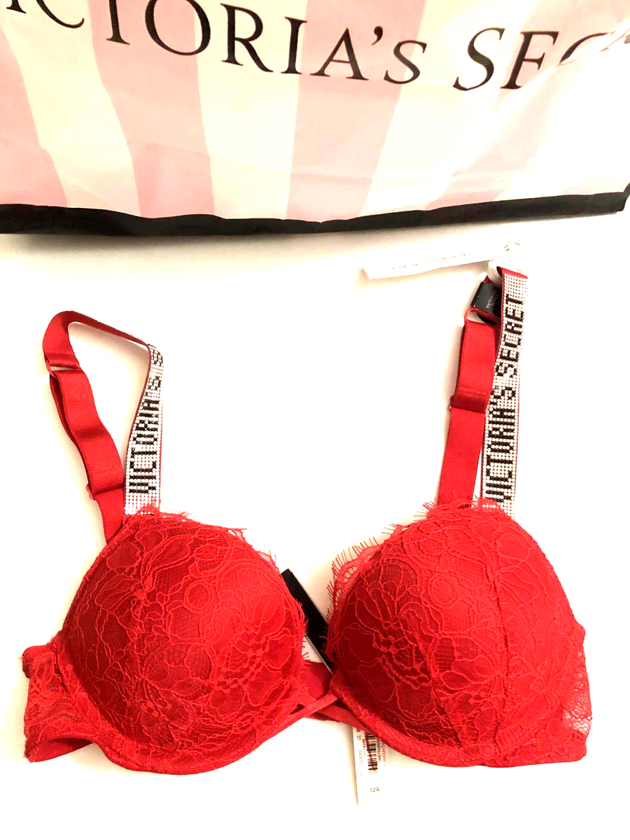 Victoria's Secret Bombshell Shine Strap Push-up Bra Lipstick Red