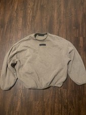 Essentials Fear of God Beige Fleece Pullover Sweatshirt Logo Men's Size S