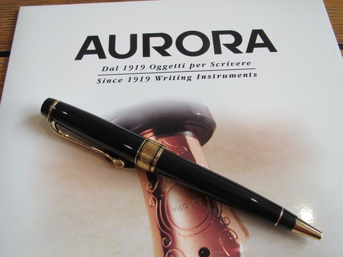 Aurora Optima black with gold-plated trim ballpoint pen MIB -
