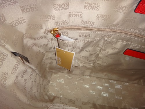 Michael Kors JET SET Floral MK Travel Tote Bag DK Sangria Red Leather 38S8XTTT1R - Picture 7 of 12