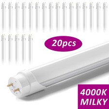 4FT T8 LED Tube Light 20 Pack 22W 4000K Milky Ballast Bypass Long Life Bulbs