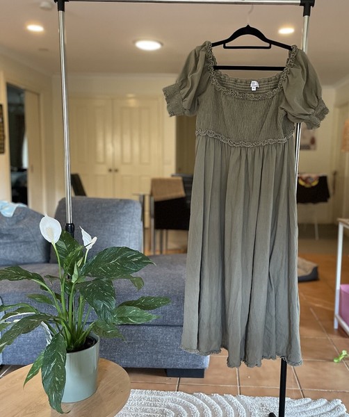 pink diamond Khaki Fit And Flare Maxi Dress Size XL 100% Cotton