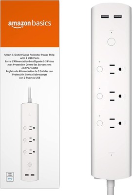 Smart Plug Power Strip with 3 Individually Controlled Outlets and 2 USB-A Ports