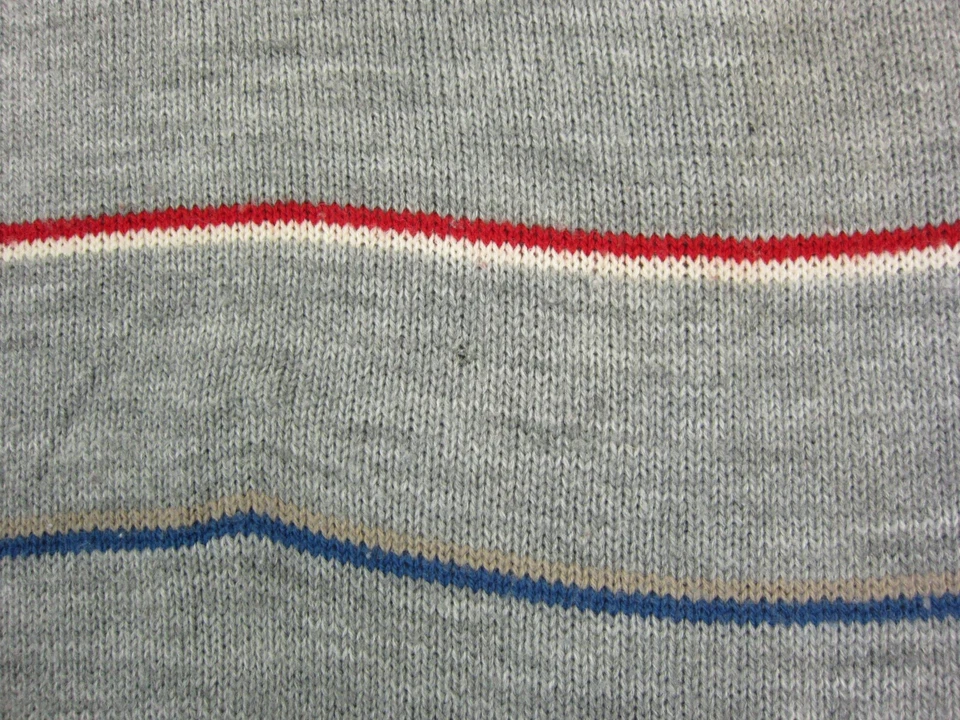 Vintage Arrow Sweater Mens Large L Gray Striped Acrylic 80s 70s Preppy Colorful - Image 3 of 4