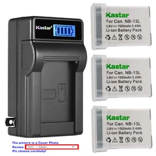 Kastar Battery LCD Wall Charger for Canon NB-13L CB-2LH & Canon G1 X Mark III