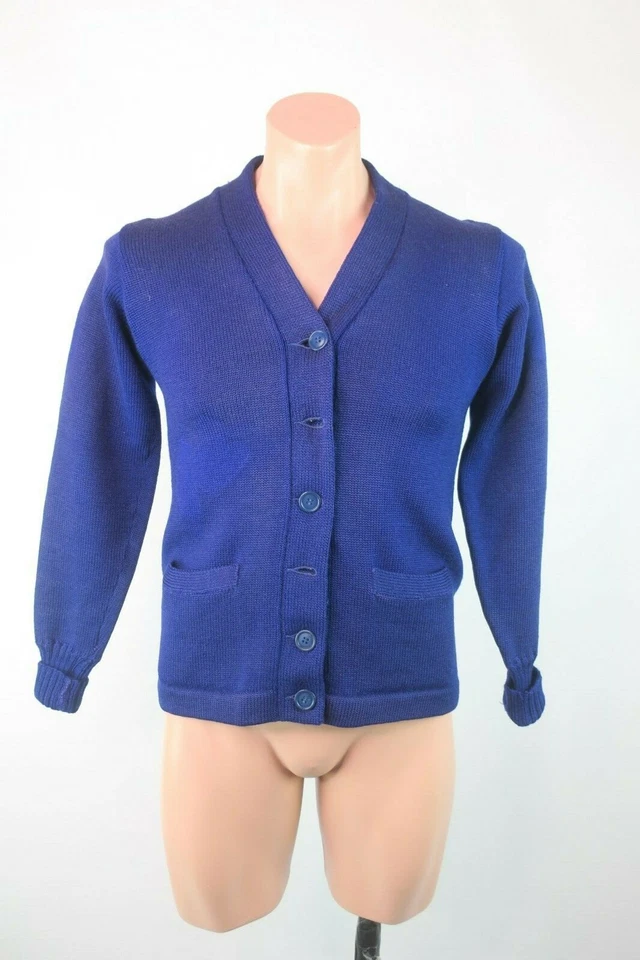 VTG Spalding Varsity Lettermen Navy Blue Sweater Cardigan No patch sz 36 - Image 3 of 4