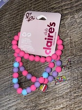 Claire  s Club Girls Pink Purple Rainbow Frappuccino unicorn bracelet