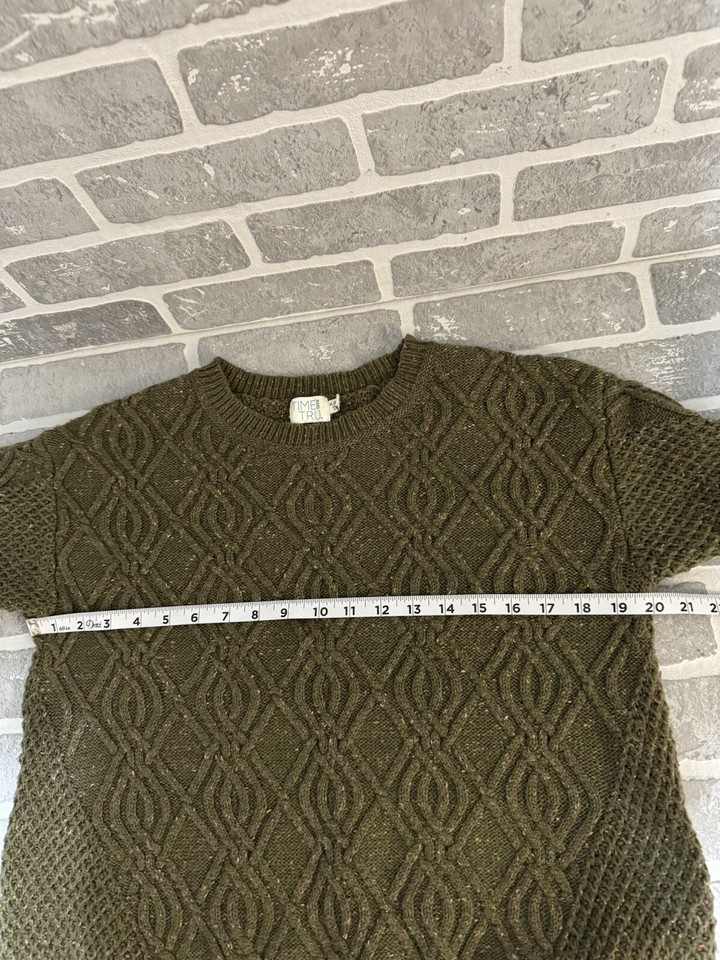 Time And Tru Women’s Medium Great Heathered Crew Neck Cable Knit