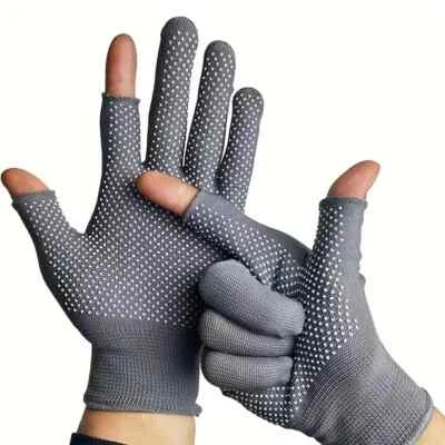 MAGIC Fingerless Gloves Work Gripper Men's Women's Part Finger Black / Grey