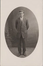 RPPC Man in Suit Photo from Pennsylvania PA Postcard Album 7839c MR ALE