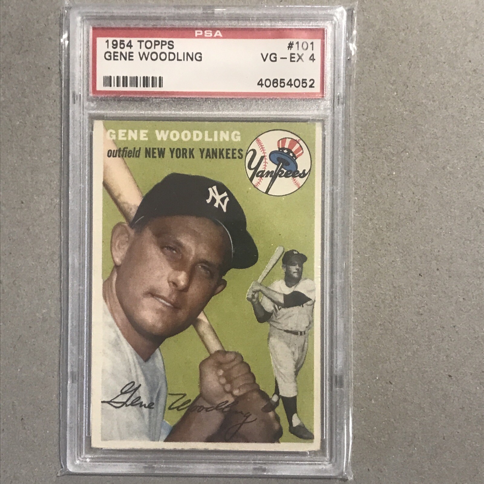 GENE WOODLING 1954 Topps PSA 4 New York Yankees VG-EX #101 Set Break Baseball