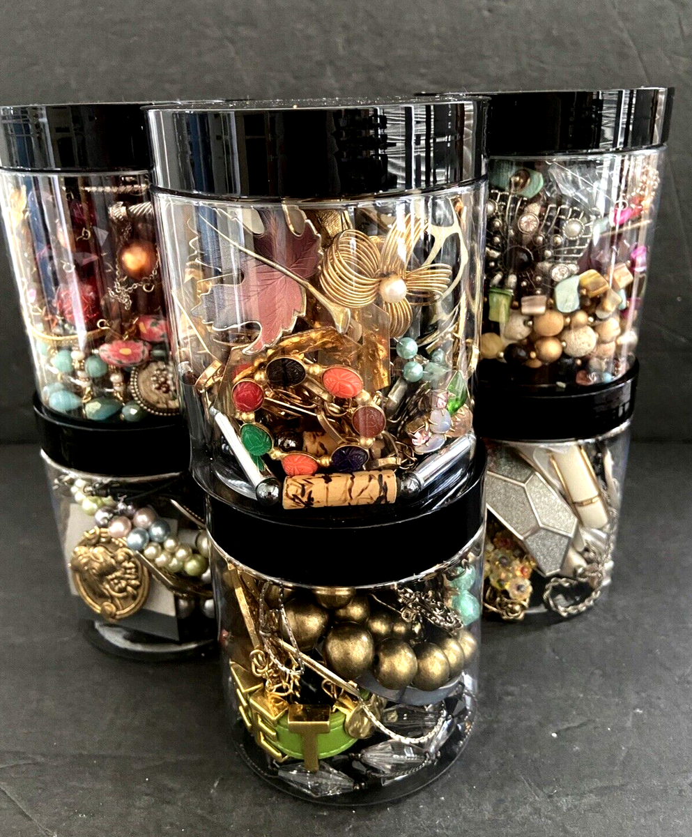 Jewelry Jar Mixed Lot All Wearable Vintage To Now Open Your Own