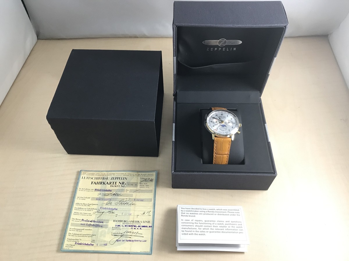 ZEPPELIN Watch Hindenburg Silver Dial Moon Phase 7039-1 Men ZEPPELIN Watch Hindenburg Silver Dial Moon Phase 7039-1 Men