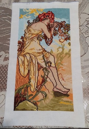 A. MUCHA VIER JAHRESZEITEN HANDWERKER FERTIG GEKREUZSTICH WANDKUNST, 4 STÜCK - Bild 3 von 9