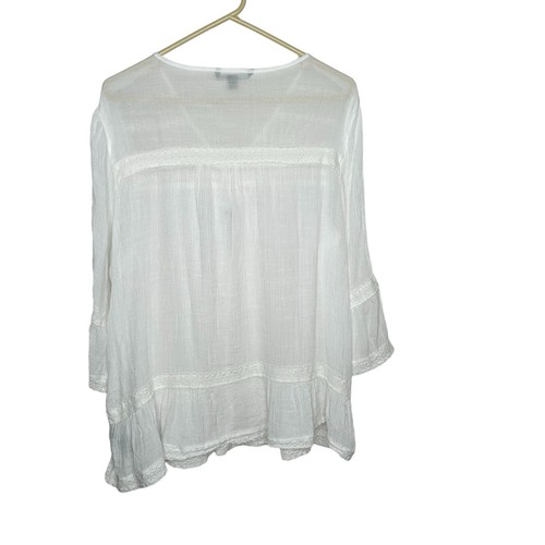 Zac & Rachel Women’s White Boho Blouse Size XL Lightweight - Picture 4 of 4