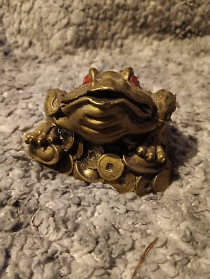 Feng Shui Geldfrosch, dreibeinige Kröte goldfarben in super Zustand